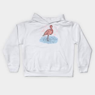 Flamingo watercolor sketch Kids Hoodie